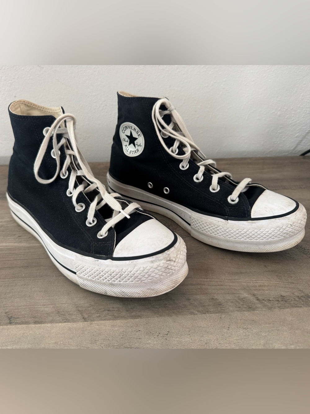 Converse Chuck Taylor All Star High Top Platform Sneakers in Black and White